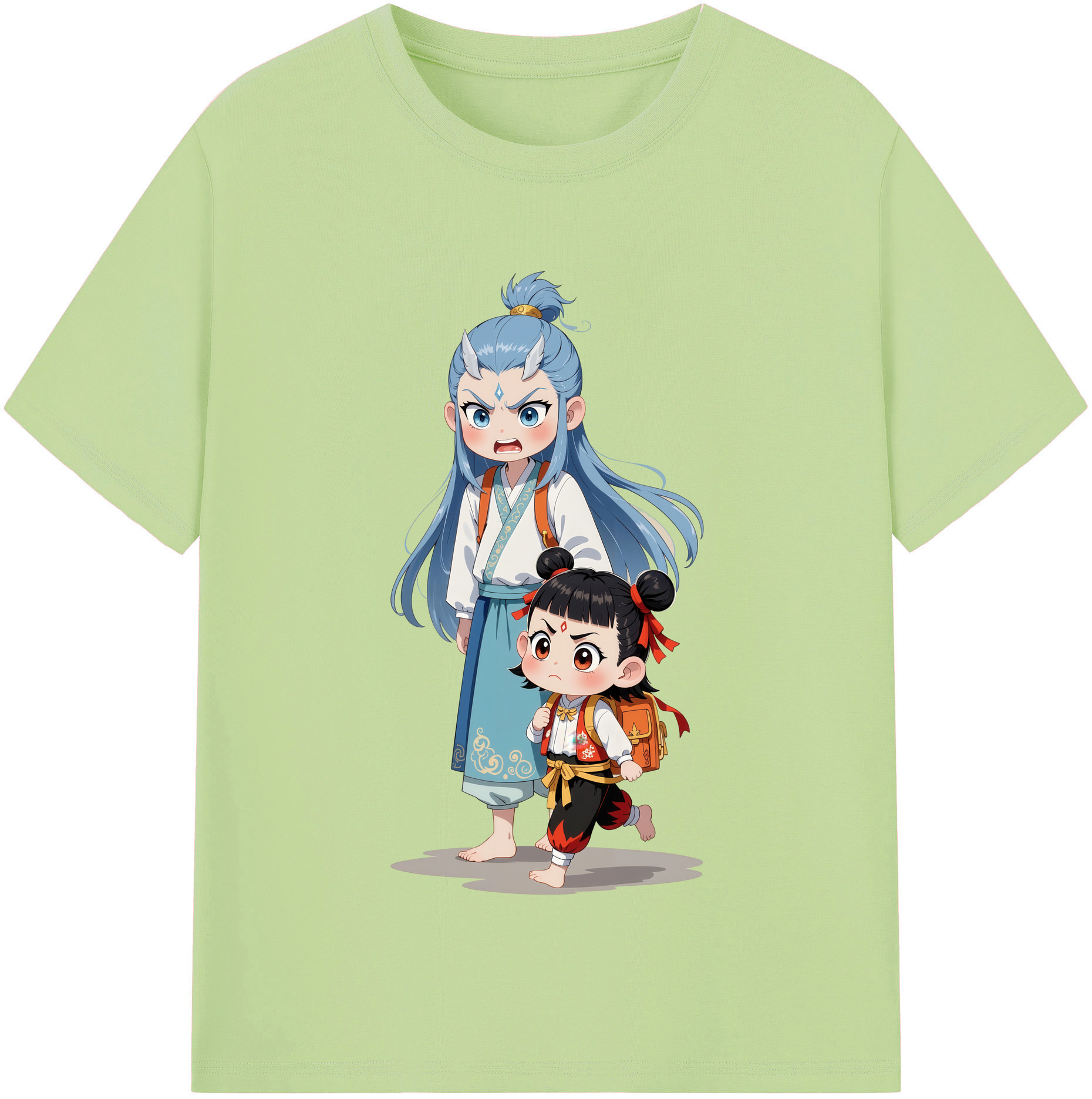 （画像用） Ne Zha 2 ナタ 魔童の大暴れ 綿100％半袖Tシャツ（フロントプリント）